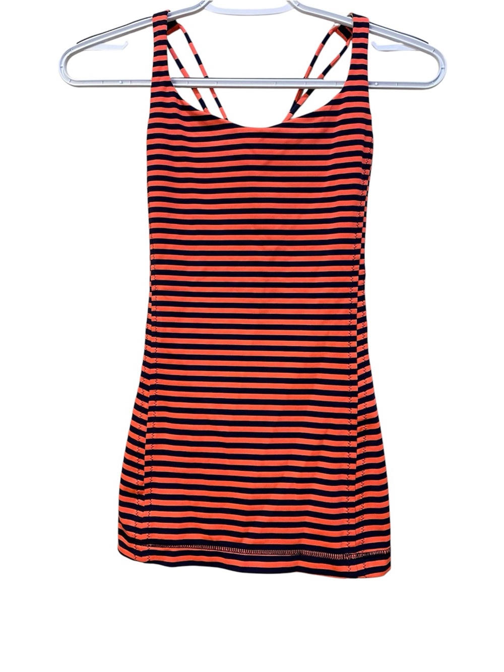 Lululemon Free To Be Striped Coral and Navy Tank Top